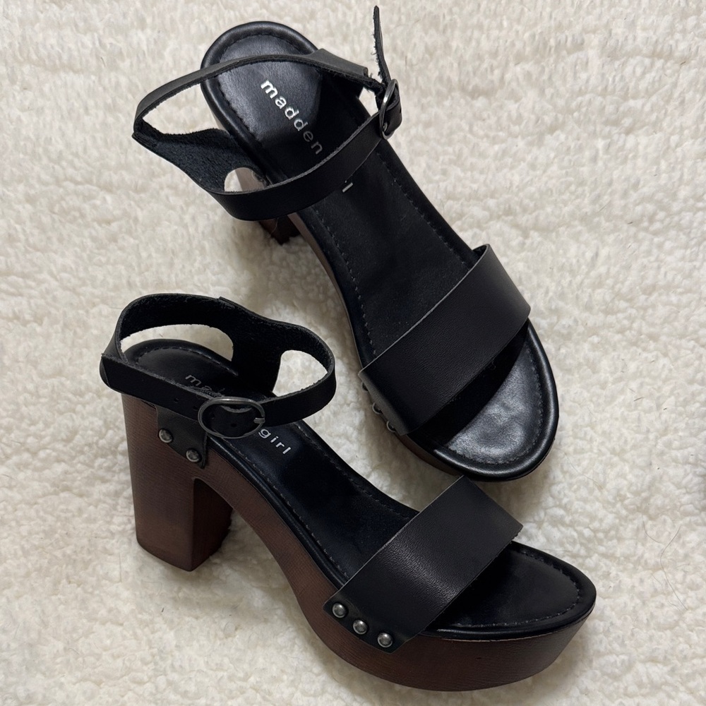 Madden Girl Black and Brown Platform Sandals